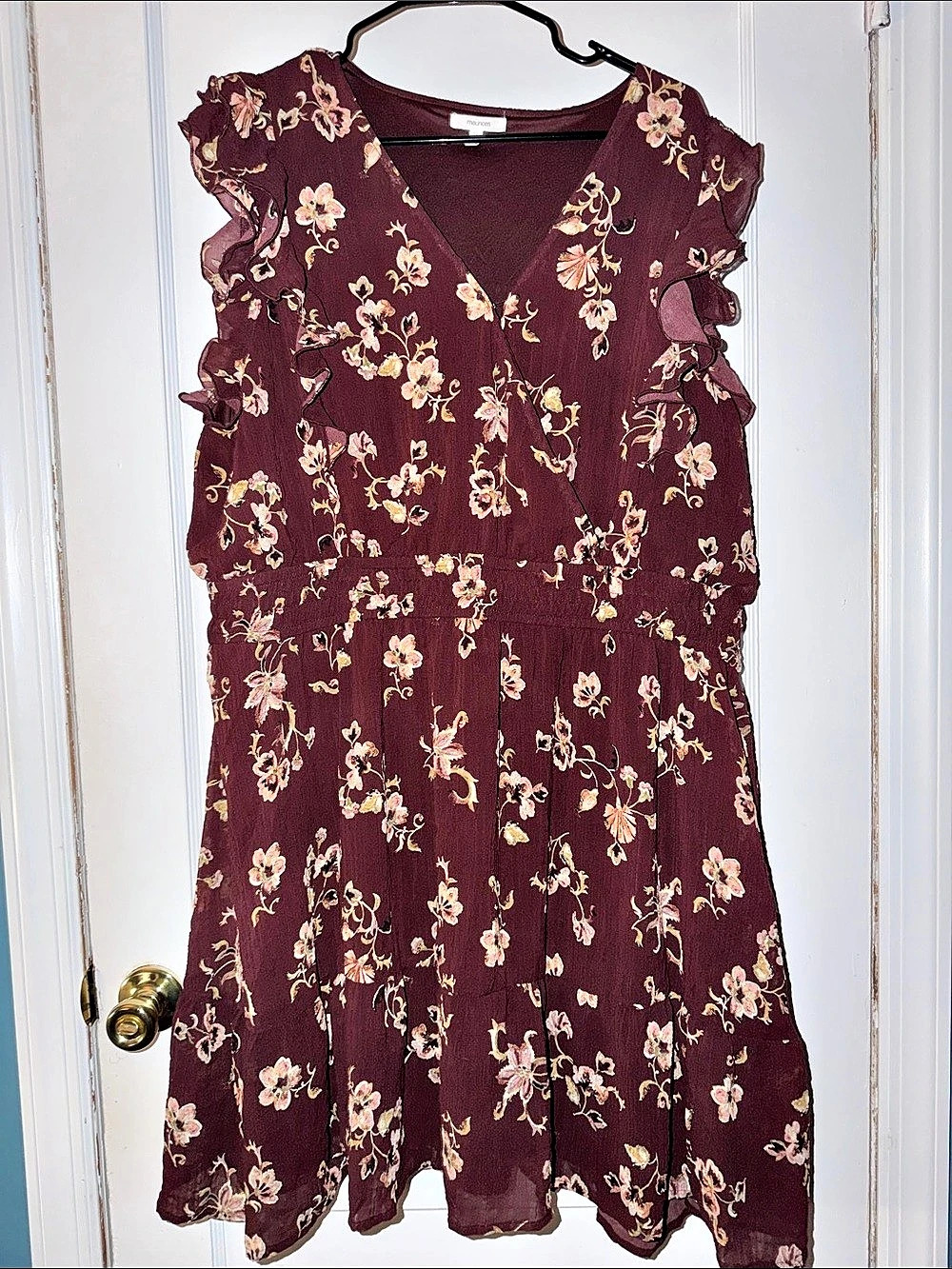 Maurices Floral Mini Dress in Purple Size 3X Like New